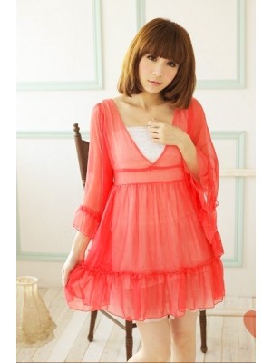 XC927*Melon Chiffon Blouse